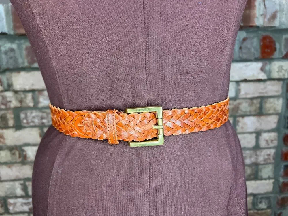 Split leather belt brown size small